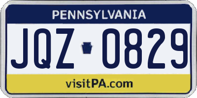 PA license plate JQZ0829