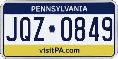 PA license plate JQZ0849