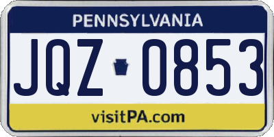PA license plate JQZ0853