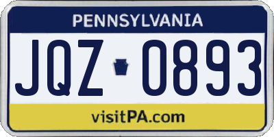 PA license plate JQZ0893