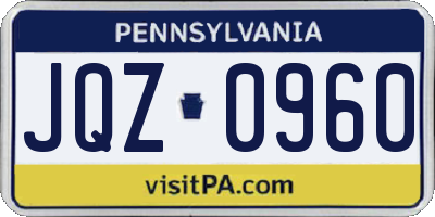 PA license plate JQZ0960