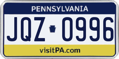 PA license plate JQZ0996