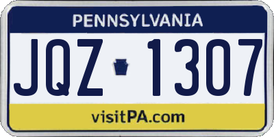 PA license plate JQZ1307