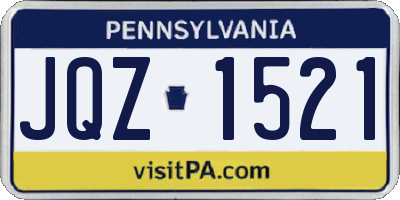 PA license plate JQZ1521