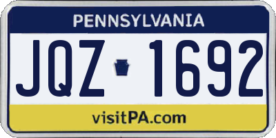 PA license plate JQZ1692