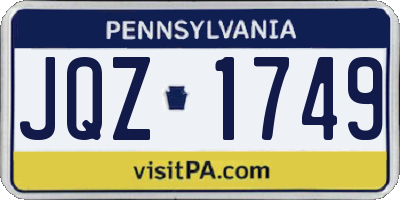 PA license plate JQZ1749