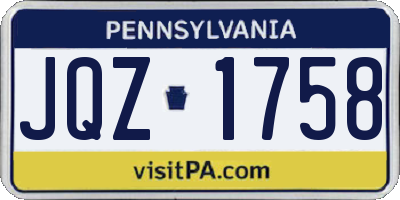 PA license plate JQZ1758