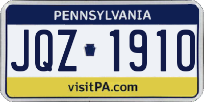 PA license plate JQZ1910