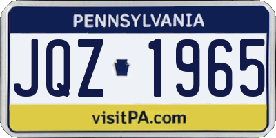 PA license plate JQZ1965