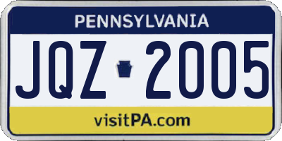 PA license plate JQZ2005