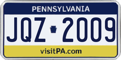 PA license plate JQZ2009