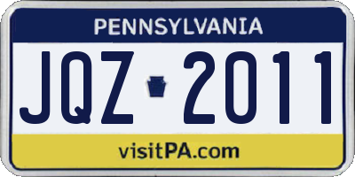 PA license plate JQZ2011