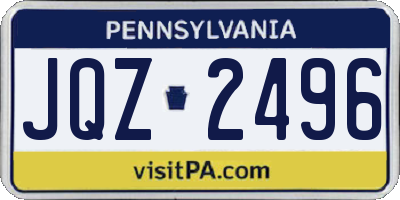 PA license plate JQZ2496