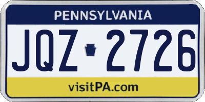 PA license plate JQZ2726