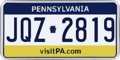 PA license plate JQZ2819