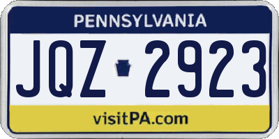 PA license plate JQZ2923