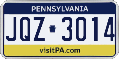 PA license plate JQZ3014
