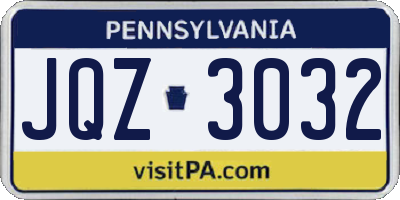 PA license plate JQZ3032