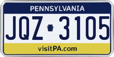PA license plate JQZ3105