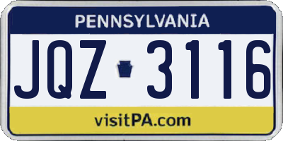 PA license plate JQZ3116