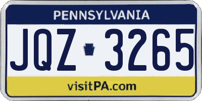 PA license plate JQZ3265