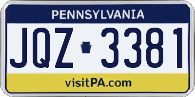 PA license plate JQZ3381