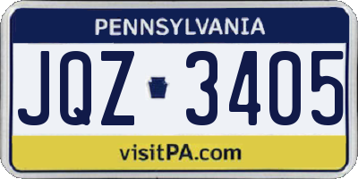 PA license plate JQZ3405