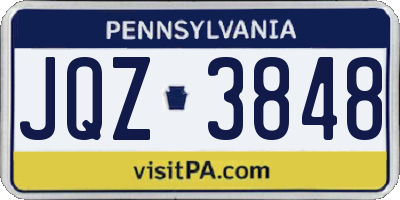PA license plate JQZ3848