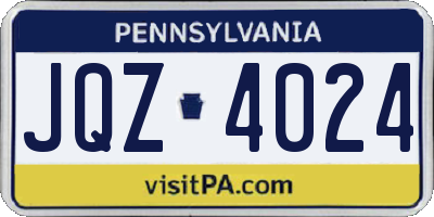 PA license plate JQZ4024