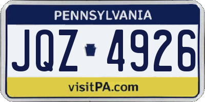 PA license plate JQZ4926