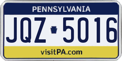 PA license plate JQZ5016