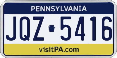 PA license plate JQZ5416