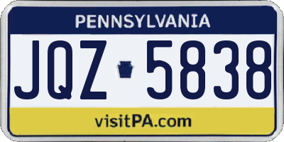 PA license plate JQZ5838