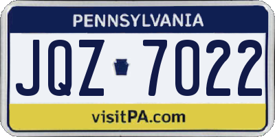 PA license plate JQZ7022