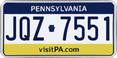 PA license plate JQZ7551