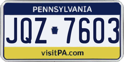 PA license plate JQZ7603