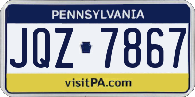 PA license plate JQZ7867