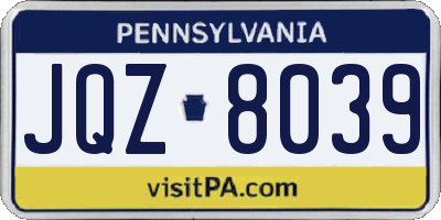 PA license plate JQZ8039