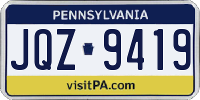 PA license plate JQZ9419
