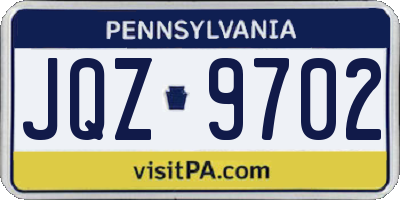 PA license plate JQZ9702