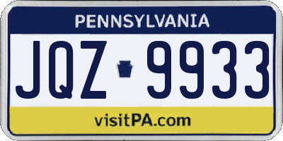 PA license plate JQZ9933