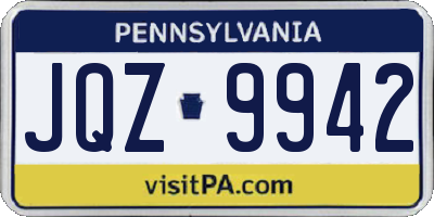 PA license plate JQZ9942