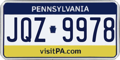 PA license plate JQZ9978