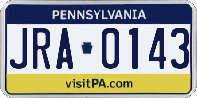 PA license plate JRA0143