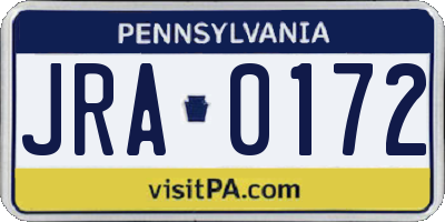 PA license plate JRA0172