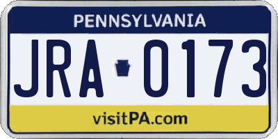 PA license plate JRA0173