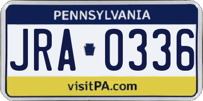 PA license plate JRA0336