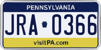 PA license plate JRA0366