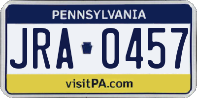 PA license plate JRA0457