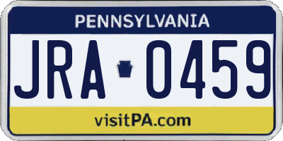 PA license plate JRA0459